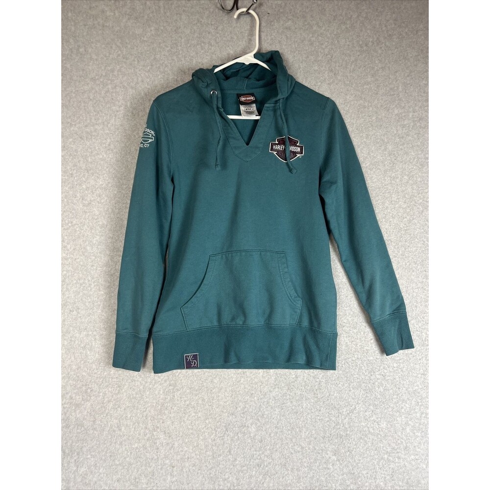 Harley -Davidson Hoodie Women's Small Green Pullover Gengras Hartford Ct
